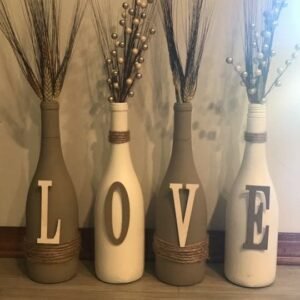 Handcrafted LOVE Decorative Bottle Set