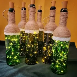 Rustic LED Glass Bottle Light – Handcrafted Home Decor Piece